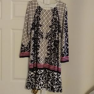 Beautiful dress in black, cream and pink